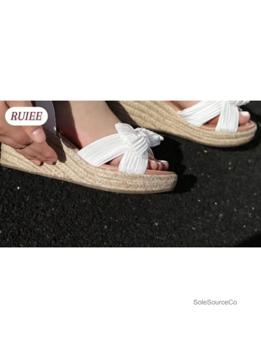 Wide Width Wedge Sandals with Bowknot Ankle Strap, 3-Inch Heel, Memory Foam,